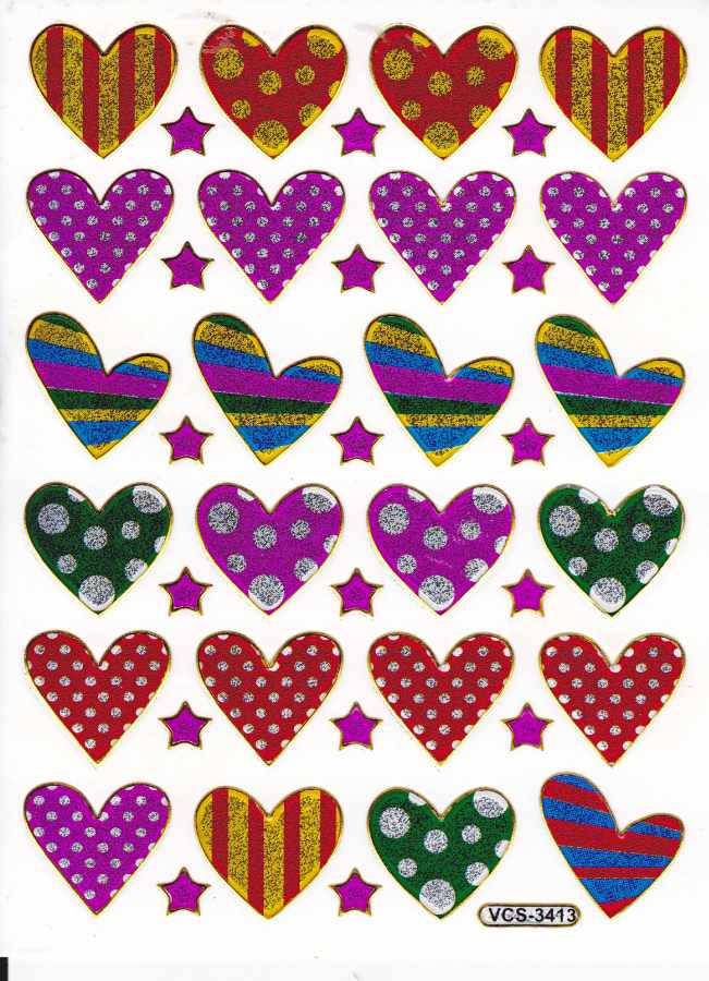 Herz Herzen bunt Liebe Aufkleber Sticker metallic Glitzer Effekt für Kinder Basteln Kindergarten Geburtstag 1 Bogen 425