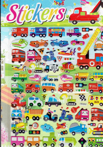 3D Auto Kran Bus Fahrzeuge Roller Bagger Aufkleber Sticker für Kinder Basteln Kindergarten Geburtstag 1 Bogen 431