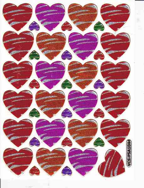 Heart hearts colorful love sticker metallic glitter effect for children crafts kindergarten birthday 1 sheet 434