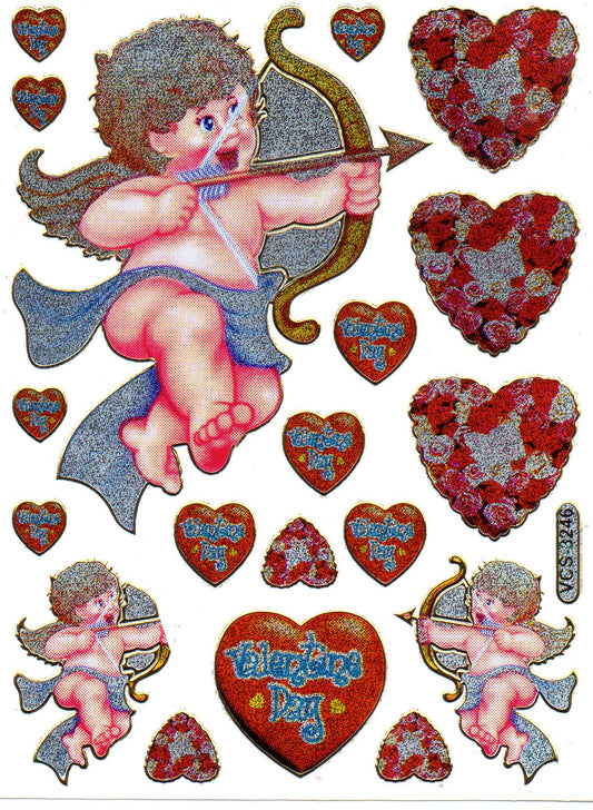 Heart hearts colorful love sticker metallic glitter effect for children crafts kindergarten birthday 1 sheet 436