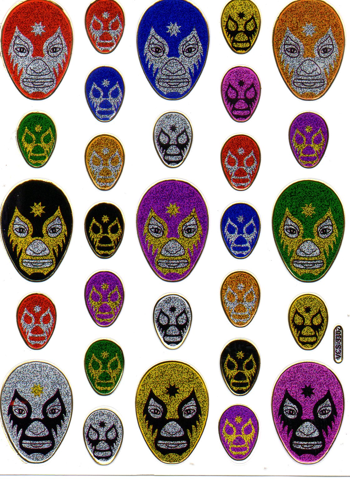 Cult Voodoo Mask Religion Sticker Metallic Glitter Effect School Children Crafts Kindergarten 1 sheet 436