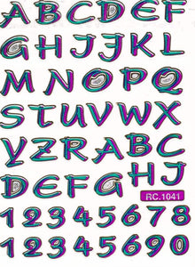 Buchstaben ABC bunt Höhe 17 mm Aufkleber Sticker metallic Glitzer Effekt Schule Büro Ordner Kinder Basteln Kindergarten 1 Bogen 440