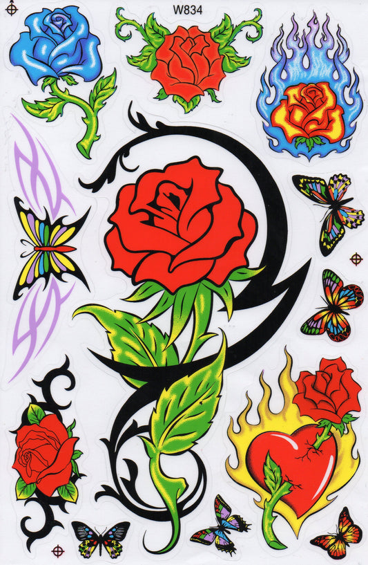 Roses Rose Fleurs Plantes Autocollants pour Enfants Artisanat Maternelle Anniversaire 1 feuille 446