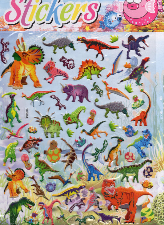 3D Dinosaurier Dino Jurassic T-Rex Raptor Aufkleber Sticker für Kinder Basteln Kindergarten Geburtstag 1 Bogen 448