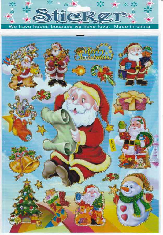 Christmas snowman Santa Claus stickers for children crafts kindergarten birthday 1 sheet 450