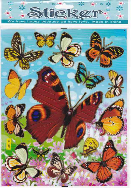 Papillon insectes animaux autocollants colorés pour enfants artisanat maternelle anniversaire 1 feuille 451