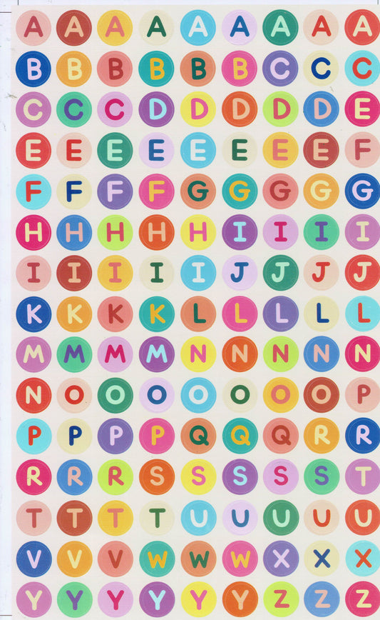 Letters ABC 13 mm high sticker for office folders children crafts kindergarten birthday 1 sheet 458