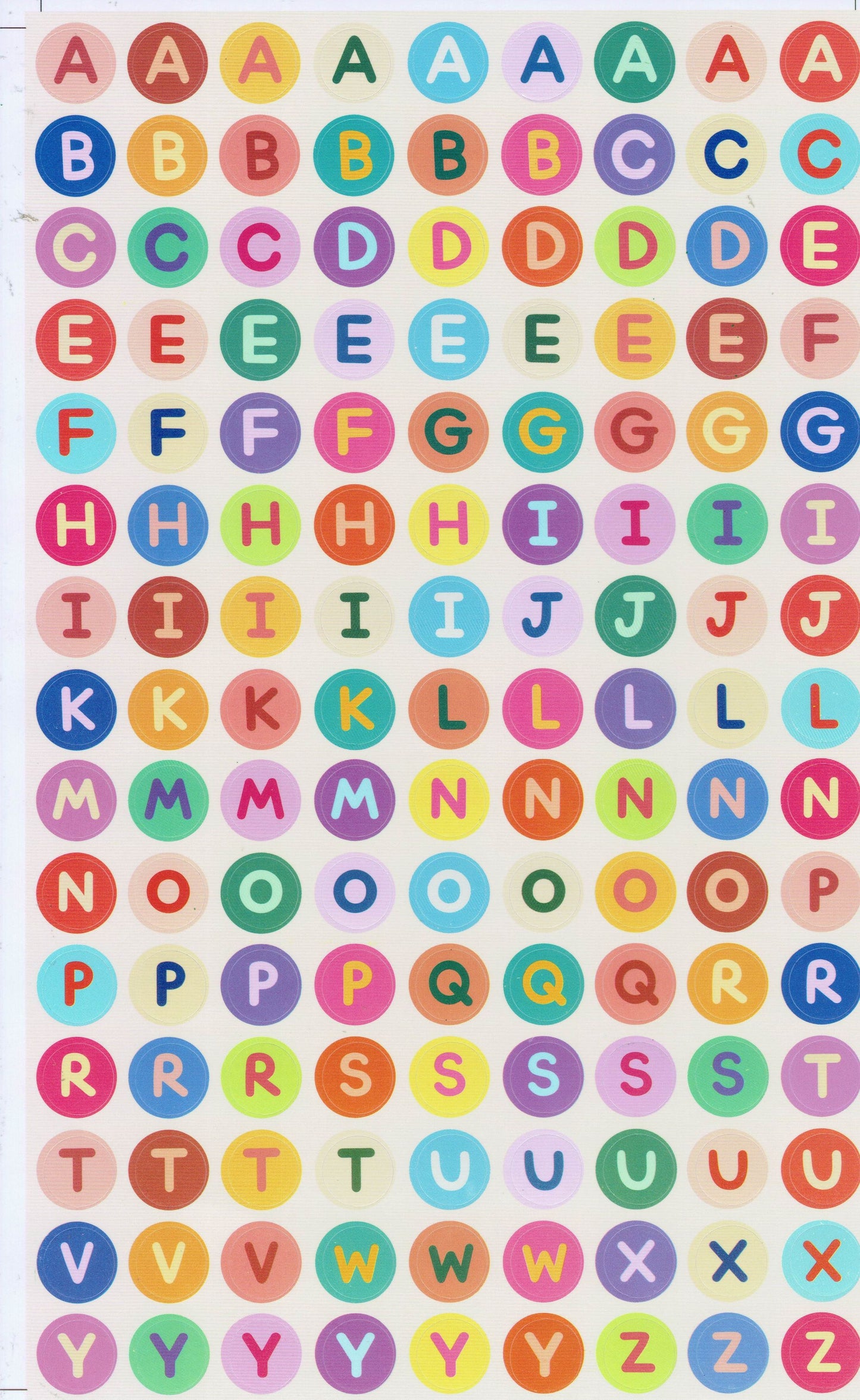 Letters ABC 13 mm high sticker for office folders children crafts kindergarten birthday 1 sheet 458