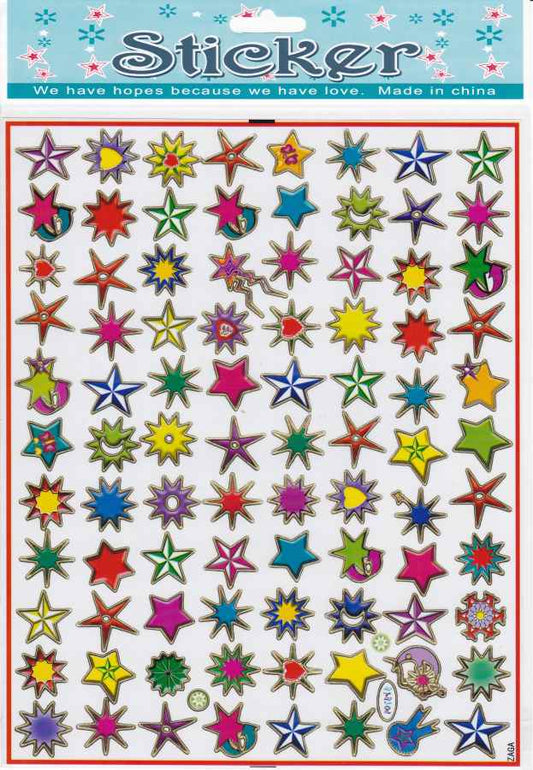 Stars star colorful stickers for children crafts kindergarten birthday 1 sheet 465