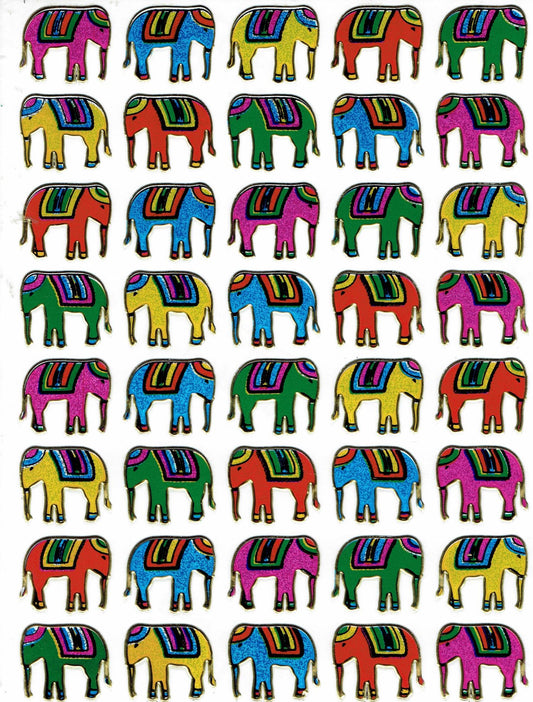Éléphant éléphants animaux colorés autocollants autocollants métallisé effet scintillant artisanat pour enfants maternelle 1 feuille 466
