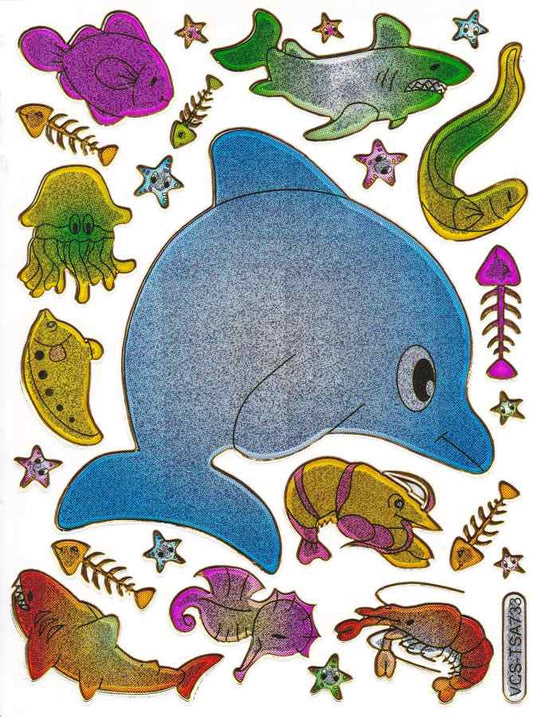 Fish Fish sea creatures aquatic animals animals colorful stickers metallic glitter effect for children crafts kindergarten birthday 1 sheet 466