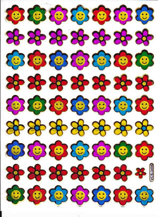 Tournesols, fleurs, fleurs, stickers colorés, effet pailleté métallisé, bricolage enfant, maternelle, 1 feuille 467