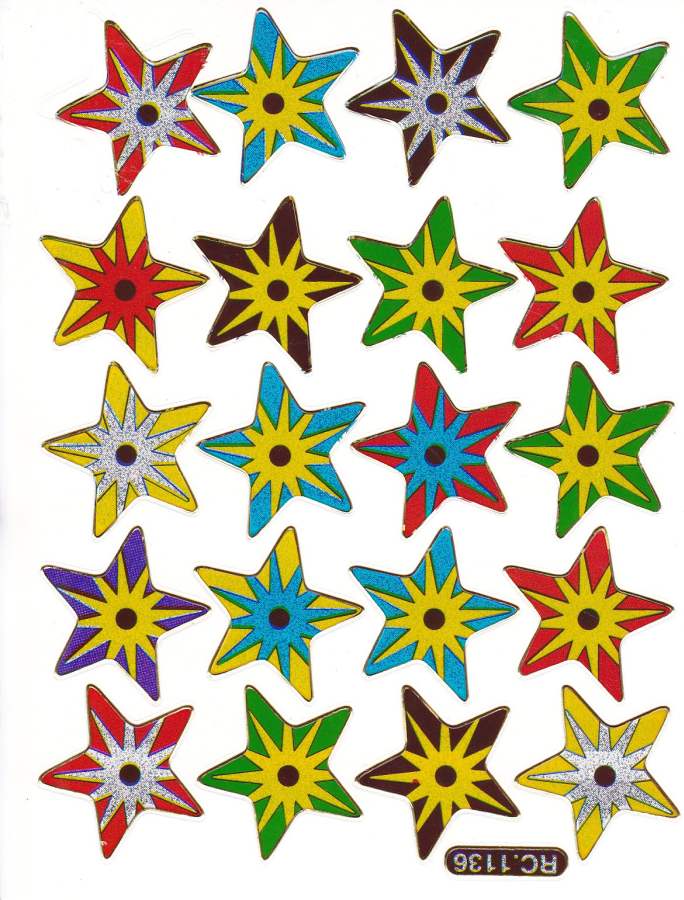Sterne Stern bunt Aufkleber Sticker metallic Glitzer Effekt für Kinder Basteln Kindergarten Geburtstag 1 Bogen 468