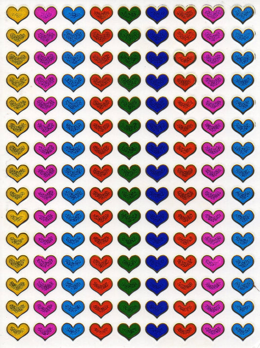 Heart hearts colorful love sticker metallic glitter effect for children crafts kindergarten birthday 1 sheet 469