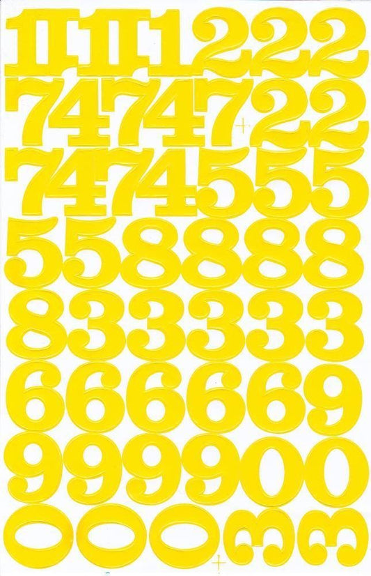 Zahlen Nummern 123 gelb 32 mm hoch Aufkleber Sticker für Büro Ordner Kinder Basteln Kindergarten Geburtstag 1 Bogen 470