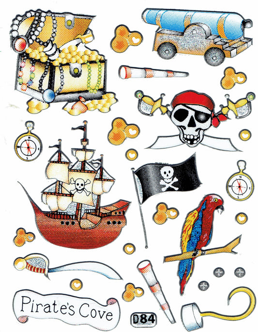 Totenkopf Piraten Skull Knochen Aufkleber Sticker metallic Glitzer Effekt Schule Büro Ordner Kinder Basteln Kindergarten 1 Bogen 474