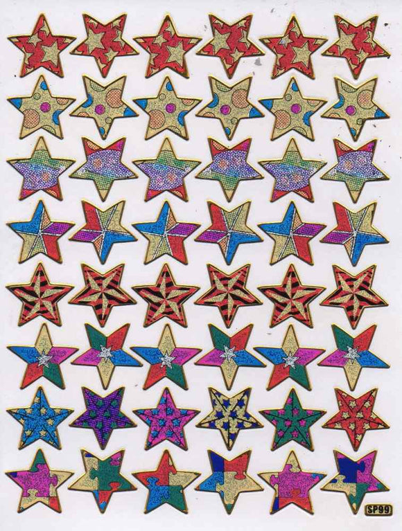 Sterne Stern bunt Aufkleber Sticker metallic Glitzer Effekt für Kinder Basteln Kindergarten Geburtstag 1 Bogen 477