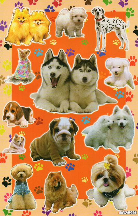 Dog dogs male puppy animals stickers for children crafts kindergarten birthday 1 sheet 480