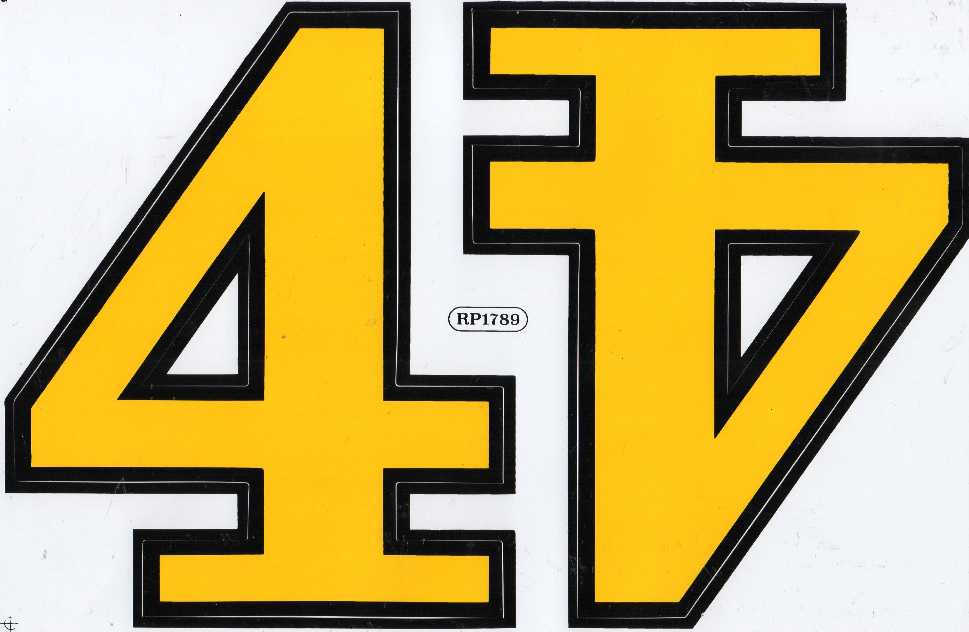 Large number 4 yellow 165 mm high sticker motorcycle scooter skateboar ...