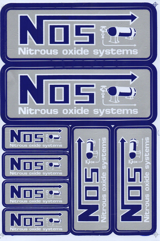 NOS N.O.S. grau Logo Aufkleber Sticker Motorrad Roller Skateboard Auto Tuning Modellbau selbstklebend 481