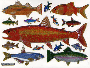 Fisch Fisches Meeresbewohner Wassertiere Tiere bunt Aufkleber Sticker metallic Glitzer Effekt für Kinder Basteln Kindergarten Geburtstag 1 Bogen 486