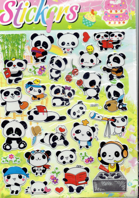 3D panda bear animals stickers for children crafts kindergarten birthday 1 sheet 487