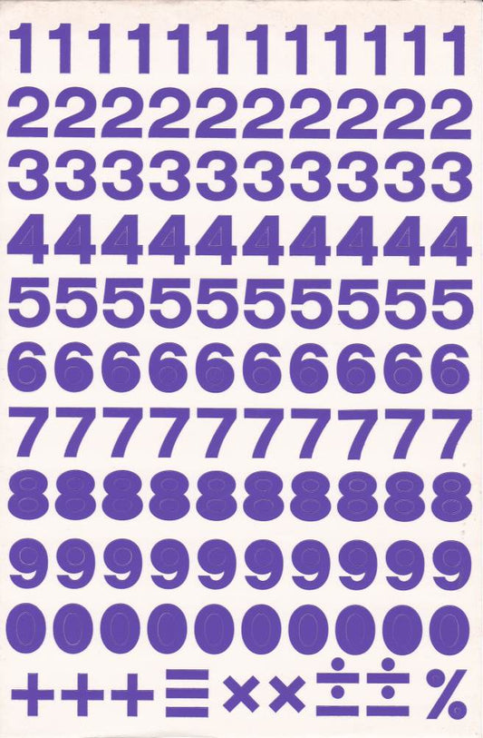 Numéros chiffres violet 18 mm de haut autocollants pour dossiers de bureau enfants artisanat maternelle anniversaire 1 feuille 488