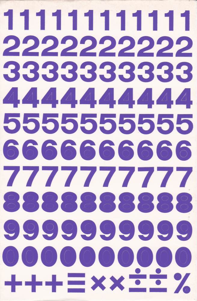 Numéros chiffres violet 18 mm de haut autocollants pour dossiers de bureau enfants artisanat maternelle anniversaire 1 feuille 488