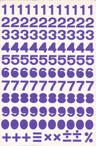 Zahlen Nummern lila 18 mm hoch Aufkleber Sticker für Büro Ordner Kinder Basteln Kindergarten Geburtstag 1 Bogen 488