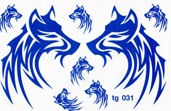 Wolf flames fire blue sticker motorcycle scooter skateboard car tuning model building self-adhesive 500