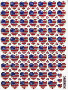 Flaggen USA Amerika Herz Herzen bunt Liebe Aufkleber Sticker metallic Glitzer Effekt für Kinder Basteln Kindergarten Geburtstag 1 Bogen 506