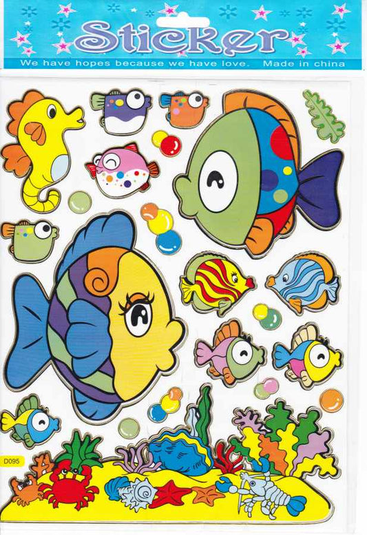 Fish Sea Creatures Animals Colorful Stickers for Children Crafts Kindergarten Birthday 1 Sheet 508