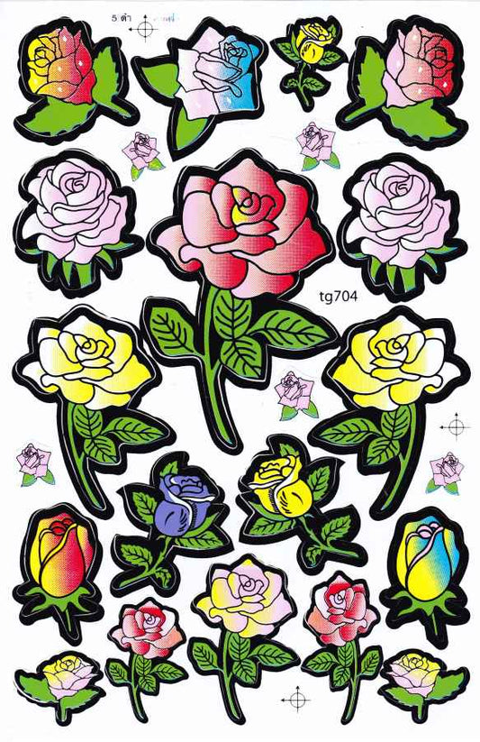 Rosen Rose Blumen Pflanzen Aufkleber Sticker für Kinder Basteln Kindergarten Geburtstag 1 Bogen 511