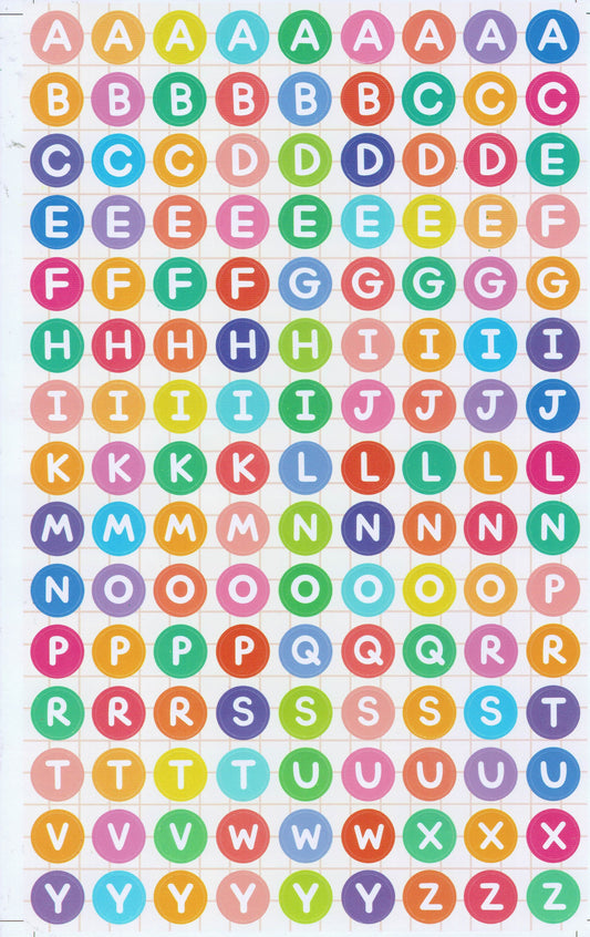 Letters ABC 13 mm high sticker for office folders children crafts kindergarten birthday 1 sheet 515