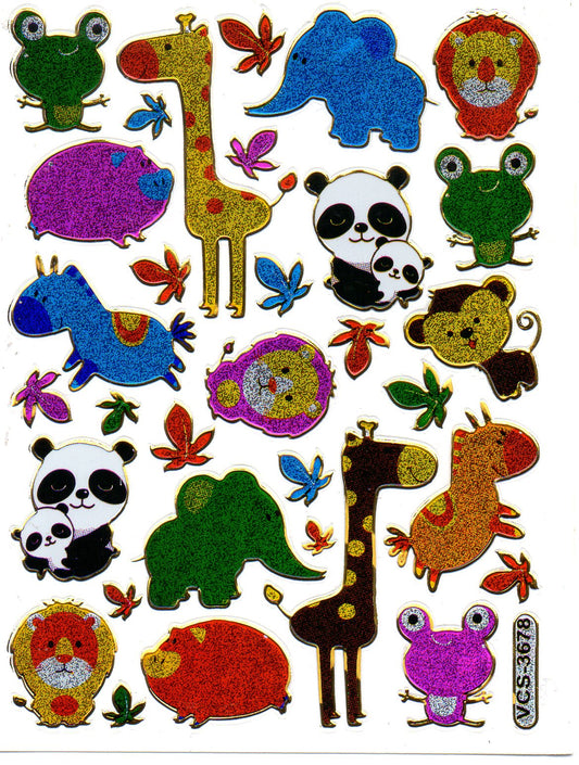 Panda giraffe elephant colorful animals stickers metallic glitter effect children's handicraft kindergarten 1 sheet 515