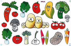 Vegetable Potato Mushroom Garlic Corn Broccoli Stickers for Children Crafts Kindergarten Birthday 1 sheet 517