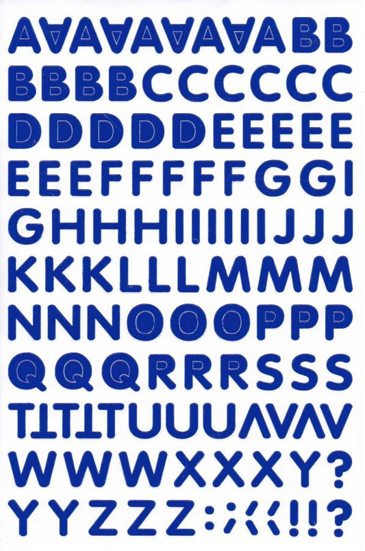 Letters ABC blue 17 mm high sticker for office folders children crafts kindergarten birthday 1 sheet 519