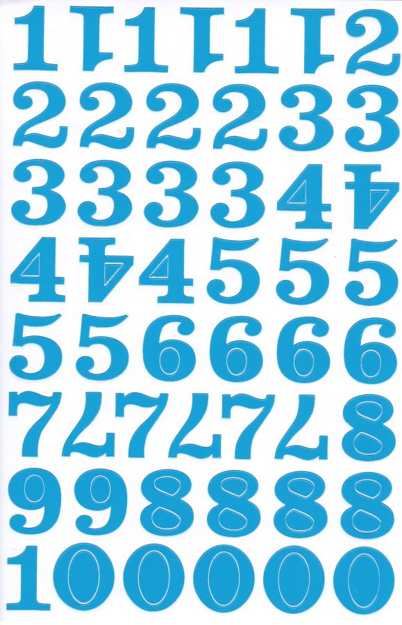 Zahlen Nummern 123 blau 28 mm hoch Aufkleber Sticker für Büro Ordner Kinder Basteln Kindergarten Geburtstag 1 Bogen 521