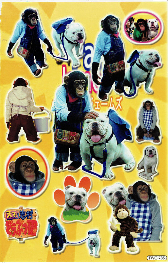 Affe Schimpanse Tiere Aufkleber Sticker für Kinder Basteln Kindergarten Geburtstag 1 Bogen 527