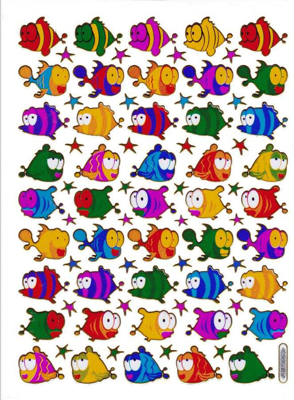 Fisch Fisches Meeresbewohner Wassertiere Tiere bunt Aufkleber Sticker metallic Glitzer Effekt für Kinder Basteln Kindergarten Geburtstag 1 Bogen 527