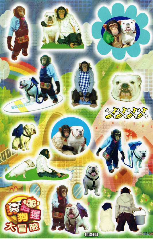 Monkey Chimpanzee Animals Stickers for Children Crafts Kindergarten Birthday 1 sheet 529