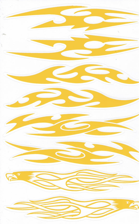 Flames fire yellow sticker motorcycle scooter skateboard car tuning model construction self-adhesive 529