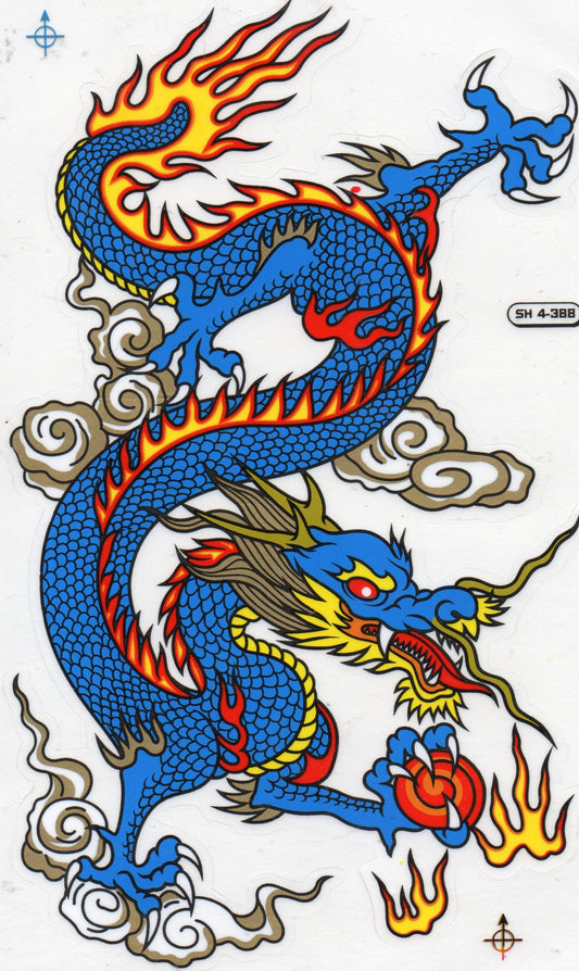 Dragon serpent bleu autocollant moto scooter skateboard voiture tuning auto-adhésif 529