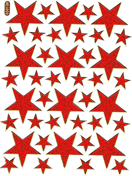 Étoile étoile rouge autocollant autocollant métallisé effet scintillant pour enfants artisanat maternelle anniversaire 1 feuille 533
