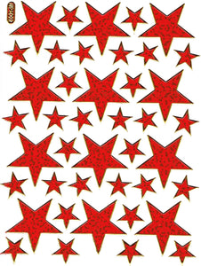 Sterne Stern rot Aufkleber Sticker metallic Glitzer Effekt für Kinder Basteln Kindergarten Geburtstag 1 Bogen 533