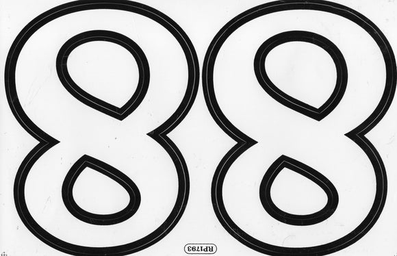 Large number 8 white 165 mm high sticker motorcycle scooter skateboard car tuning model building self-adhesive 540