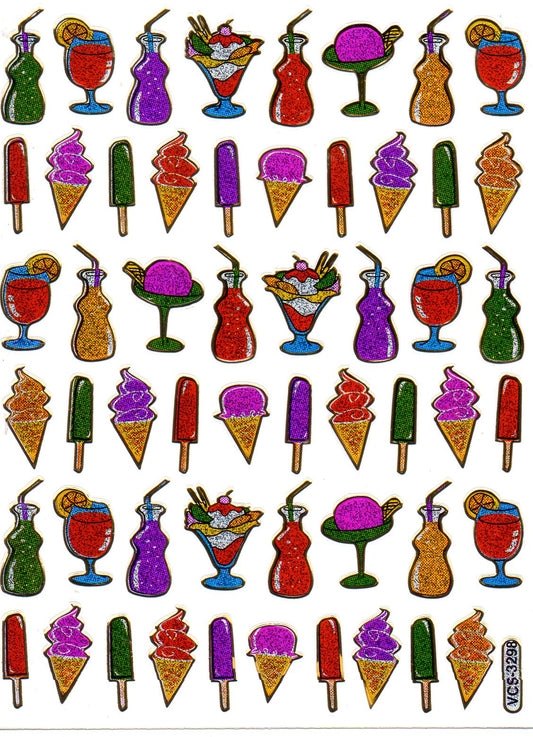 Popsicles ice cream parlor sticker sticker metallic glitter effect school children craft kindergarten 1 sheet 541