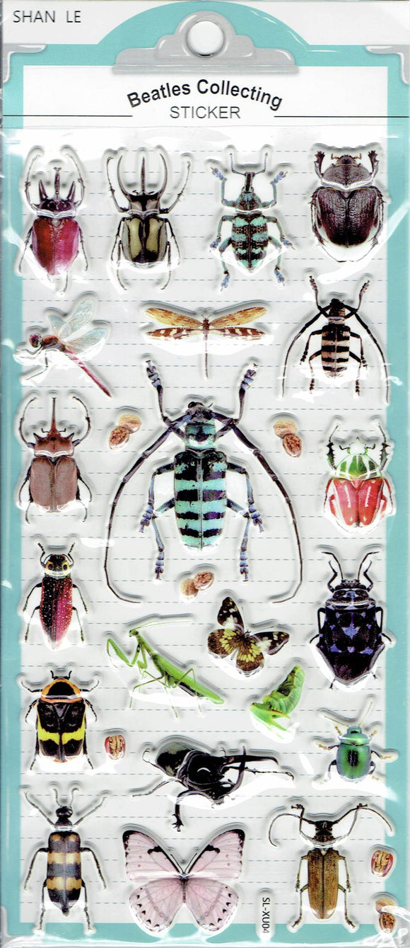 3D Insekten Käfer Tiere Aufkleber Sticker für Kinder Basteln Kindergarten Geburtstag 1 Bogen 542