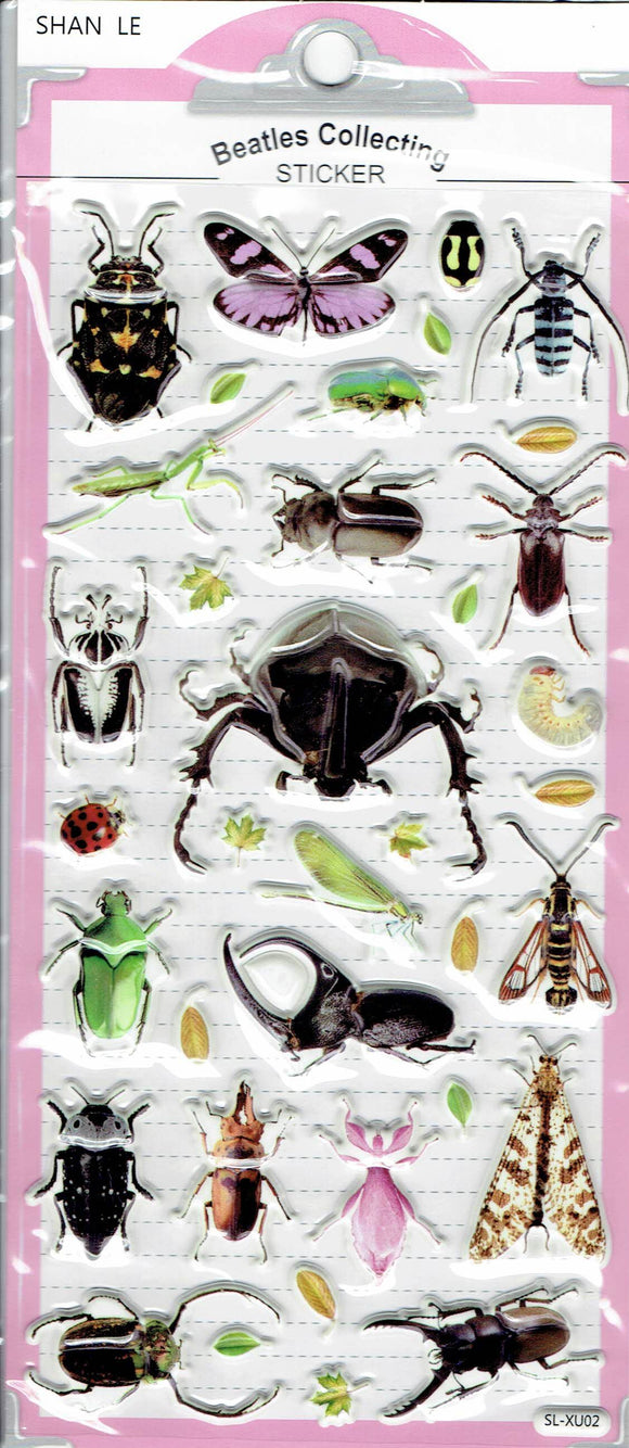 3D Insekten Käfer Tiere Aufkleber Sticker für Kinder Basteln Kindergarten Geburtstag 1 Bogen 547