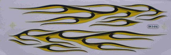 Grosse Flammen Feuer gelb Sticker Aufkleber Folie 1 Blatt 530 mm x 170 mm wetterfest Motorrad Roller Skateboard Auto Tuning selbstklebend FL017